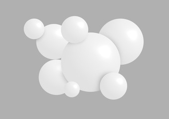 3d white bubbles collected in group