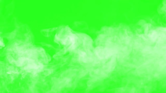 White Smoke Curtain Slowly Flows. Remnants of white smoke slowly floating to the right clearing the alpha channel screen. Perfect single color chromakey RGB (10;252;10). High quality ProRes 4444