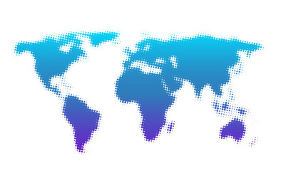 Dotted blue and purple abstract world map.