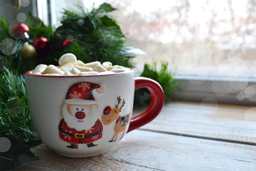 Christmas mug of marshmallows Santa claus cup 