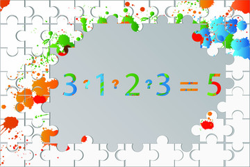 Counting games for kids and adults. Educational math game. Result. Riddle for the mind. Riddle with numbers. Vector