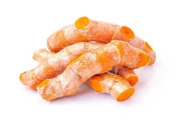 Turmeric, (Curcuma longa) isolated on white background. Closeup