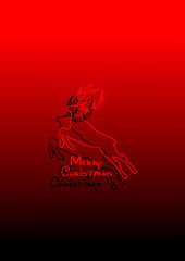 Inscription merry Christmas, with a picture of Santa Claus reindeer. Poster, flyer for the winter party.