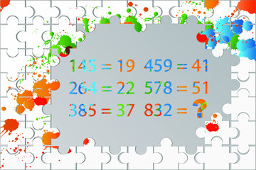 Counting games for kids and adults. Educational math game. Result. Riddle for the mind. Riddle with numbers. Vector