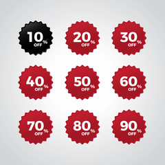 Set of red sale label illustration flat vector icons