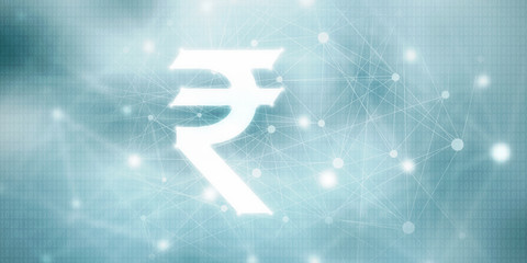 Rupee currency . 2D rendering illustration