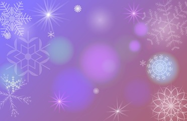 Vector abstract new year blurred background with snowflakes and glossy bokeh. Template illustration for Merry Christmas.