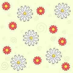 Floral pattern with red and white flowers