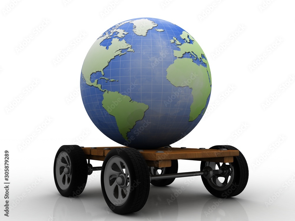 Poster 3d rendering abstract world concept