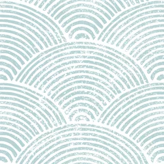 Gordijnen Seigaiha naadloze golfpatroon. Blauw-witte Japanse print. Grungetextuur. Vintage gestreepte achtergrond voor textiel. Vector illustratie. © flovie