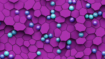 Abstract geometric mosaic in pink color. 3d Rendering