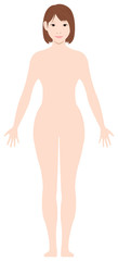Fototapeta premium Standing woman's nude body silhouette / outline shape vector illustration