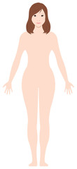 Standing woman's  nude body silhouette / outline shape vector  illustration