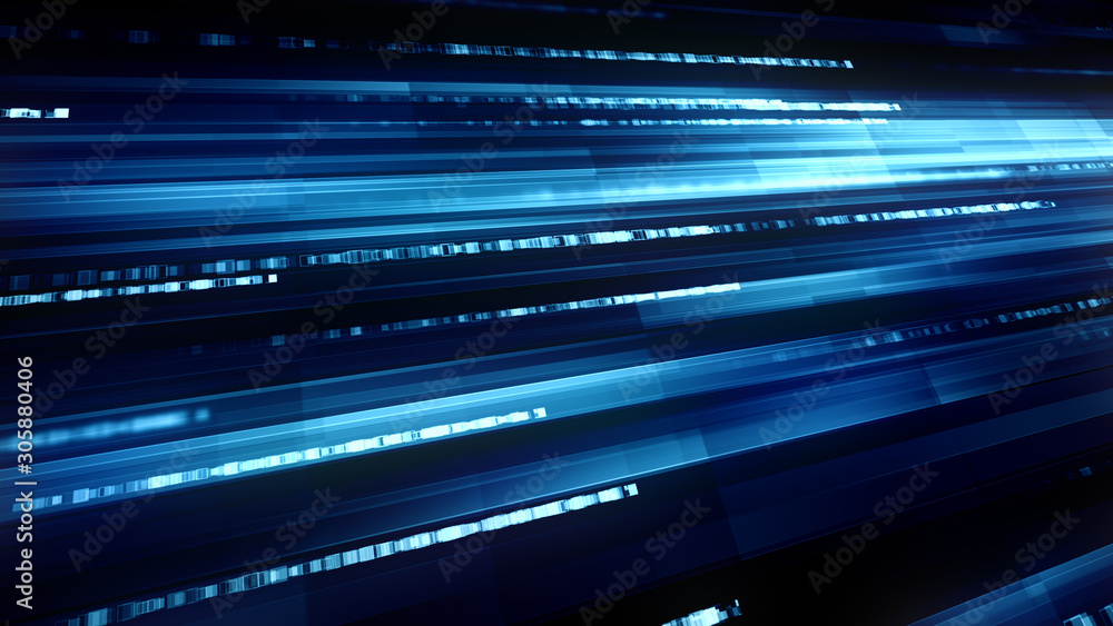 Poster sci-fi surface texture with abstract program code and energy rays motion. blue technology background