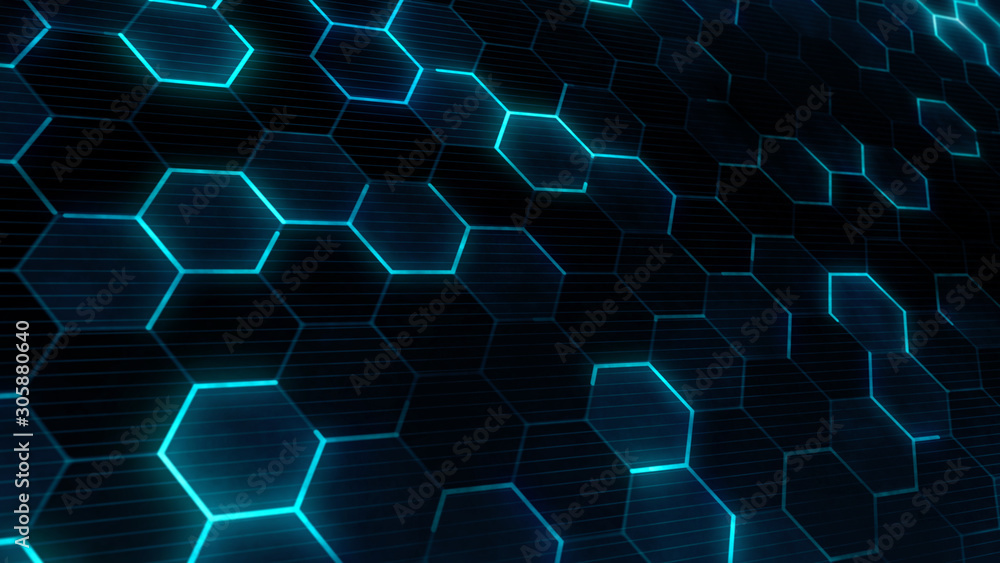 Aufkleber abstract futuristic background with blue hexagons. hexagonal texture for technology concept.