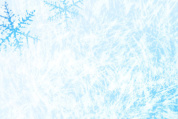 Fototapeta na wymiar Frost pattern background. Frozen texture in winter (vector ice crystals) with snowflakes background