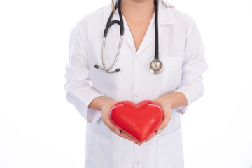 Doctor holding a red heart