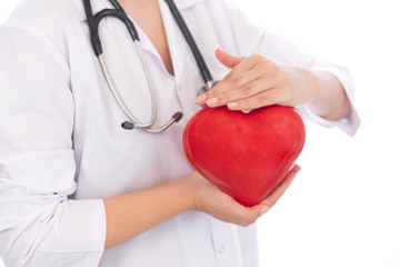 Doctor holding a red heart
