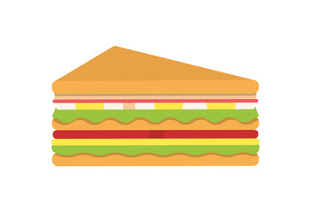 Sandwich on white background. Vector illustration in flat style.
