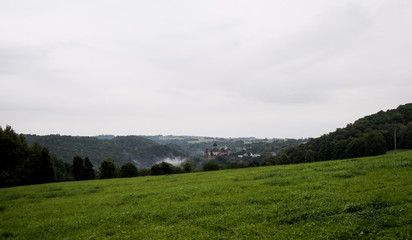 Obraz premium castle Sovinec in the mists, Czech republic