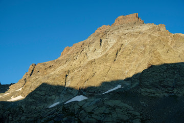 Peak of Monviso (3841m) photographed at sunset from west