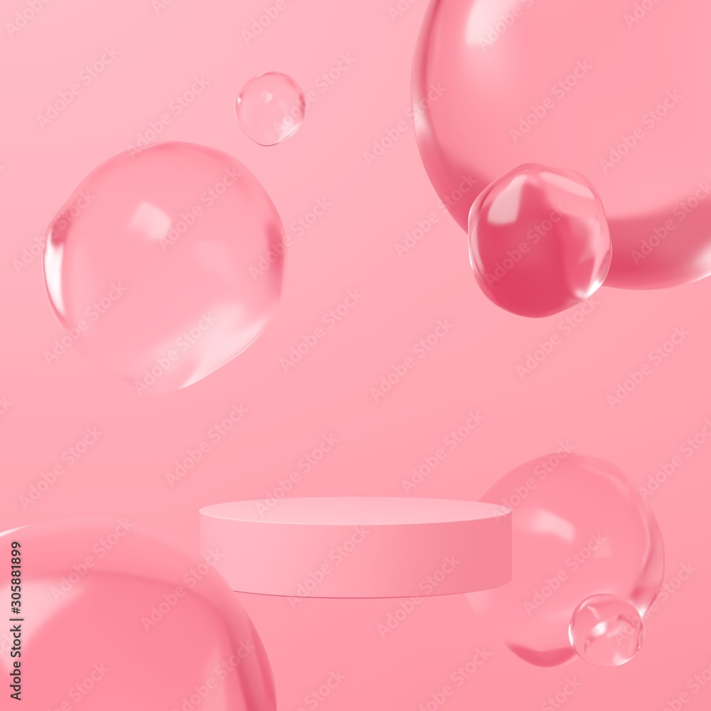 Poster abstract mock up scene minimal concept pink color with geometry shape podium background for product 