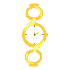 A beautiful golden braided wrist watch on white