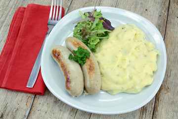 plate of white pudding and mashed potatoes