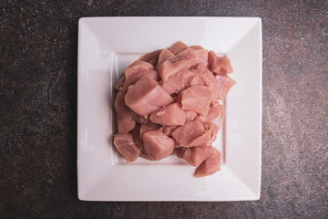 fresh Raw meat cubes