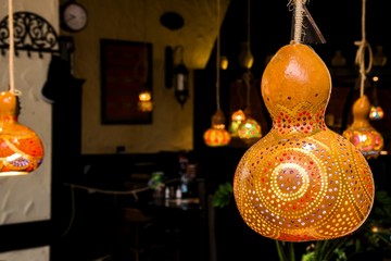 Arabic lanterns . Traditional colorful Turkish handmade lamps . 