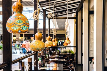 Arabic lanterns . Traditional colorful Turkish handmade lamps . 