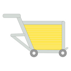A beautifully drawn light yellow and metal shopping cart
