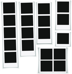 Retro photo frame on isolated background. Realistic temlate for photo booth. Collection instant photo. Your family memories. Vector illustration.
