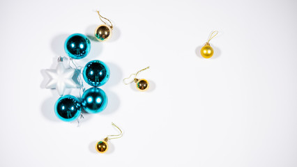 New Year and Christmas toys on a white background