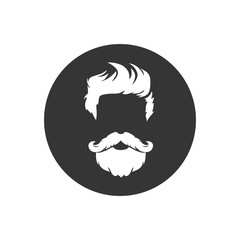 Obraz premium Barber shop isolated vintage label badge emblem. White icon on gray. Vector