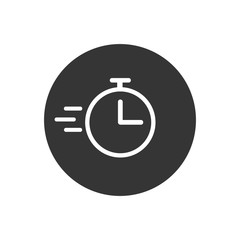 Clock or time flying white icon isolated on gray background. Timer sign. Flat time design