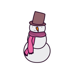 merry christmas celebration snowman with hat and scarf decoration