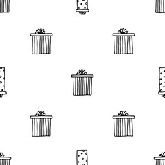 Seamless vector pattern with gift boxes. Wallpaper, textiles, wrapping, card, print on clothes