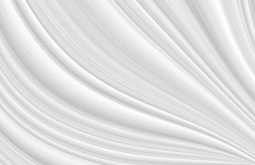 White 3 d background with wave illustration, beautiful bending pattern for web screensaver. Light gray texture with smooth lines for new year card.