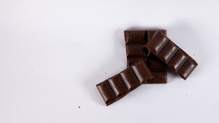 Chocolate bars on a white background