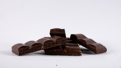 Chocolate bars on a white background