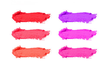 Palette of pink lip sticks, isolated