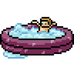 vector pixel art inflatable pool