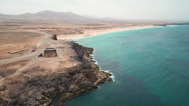 aerial view of the coastline near Cotillo on the island Fuerteventura, Spain