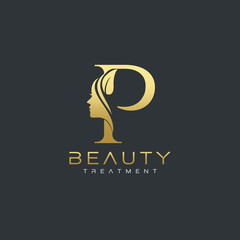 P Letter Luxury Beauty Face Logo Design Vector