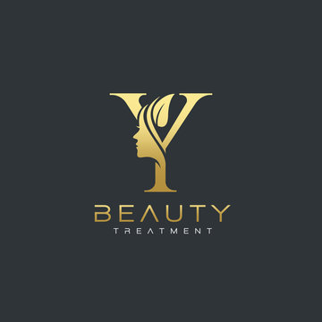 Y Letter Luxury Beauty Face Logo Design Vector