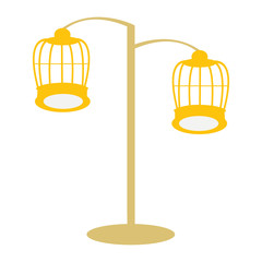 Two Golden Bird Cages Connected To a Pole