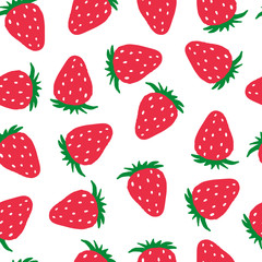 seamless pattern with cartoon strawberries. Flat colorful vector ornament. hand drawing. design for fabric, textile, print, wrapper