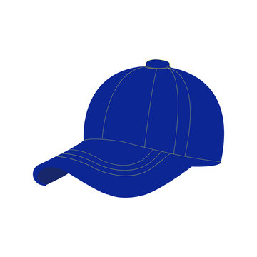 A Navy Blue Baseball Cap On A White Backrop