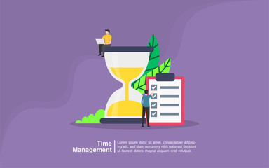 Time management illustration concept. time management concept with marking of completed task within time period. Suitable for web landing page, ui, mobile app, banner template.